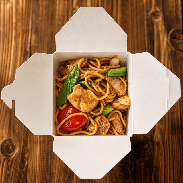 CHIFA-STYLE STIR-FRIED NOODLES WITH CHICKEN.