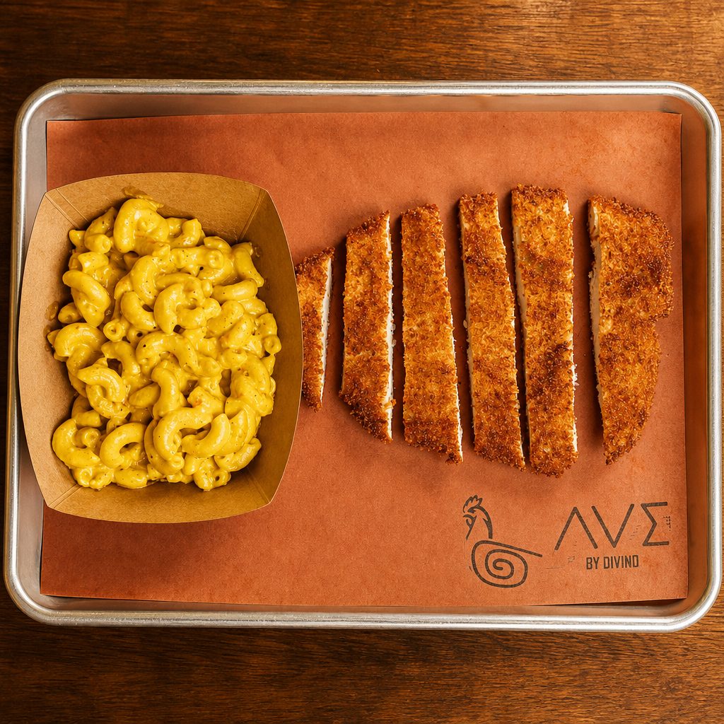 Mac & cheese with chicken.